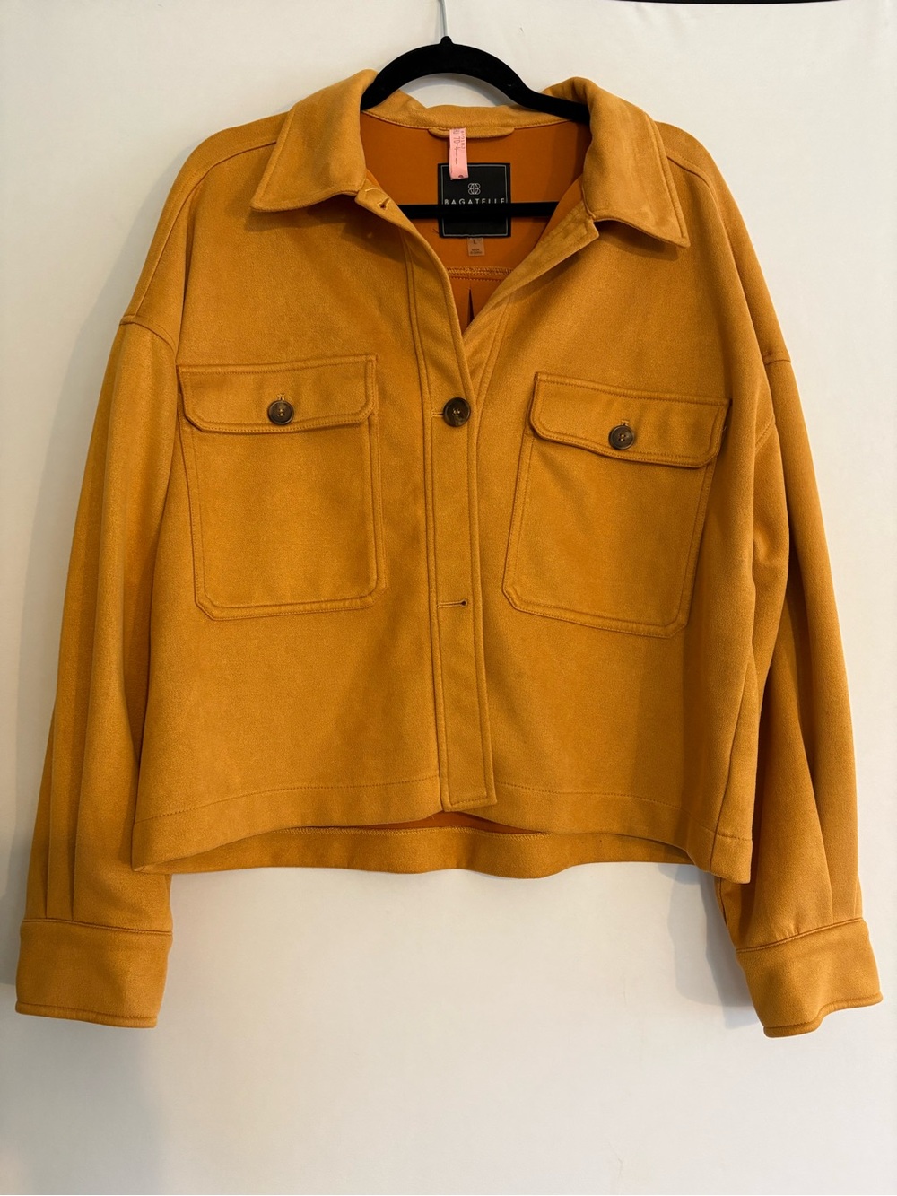 Bagatelle Mustard Yellow Faux Suede Utility Jacket